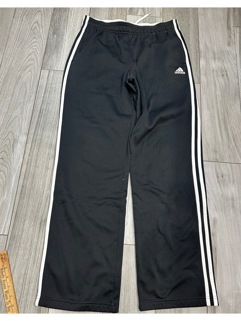 Adidas Black Track Pants with White Stripes